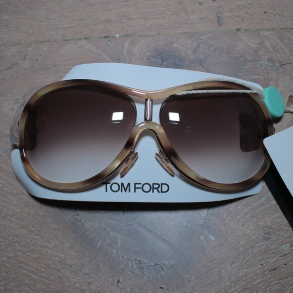 Tom Ford New EXC Sascha TF56 Oversized Tortoise Acetate Aviator Sunglasses main image 4